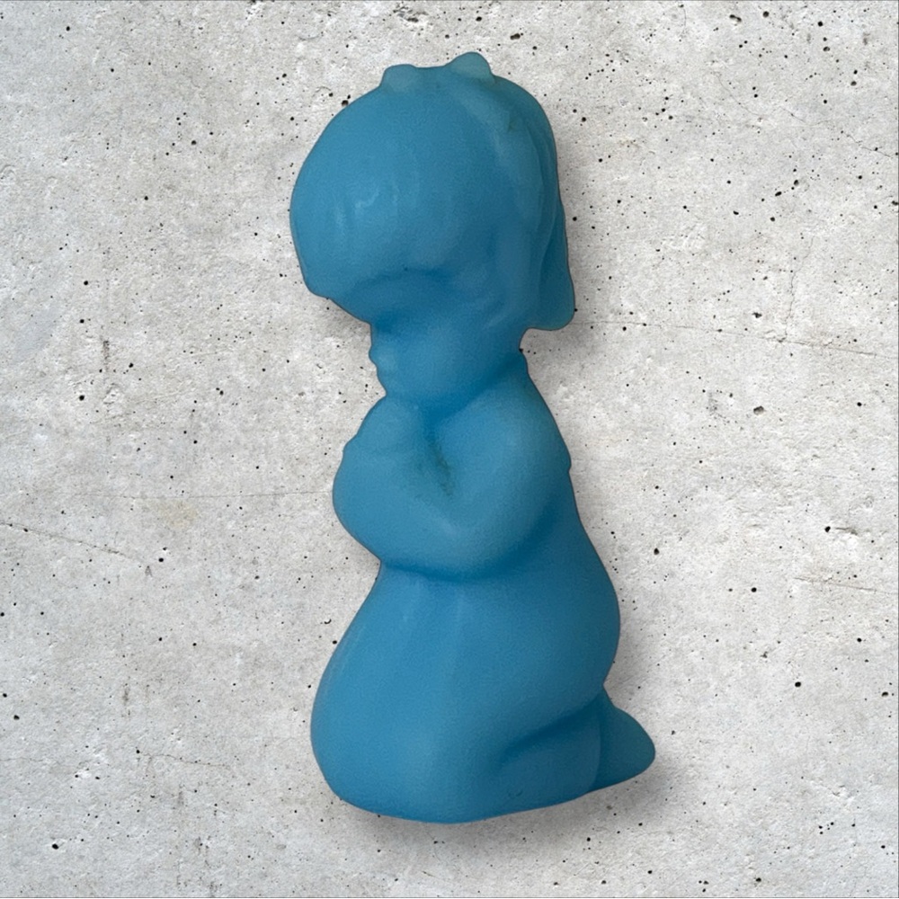 Fenton Little Girl Praying Satin Blue Glass‎ Figurine 3.75 in